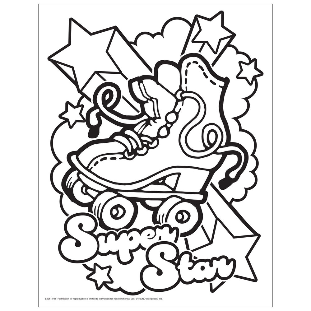 Free Printable Super Rollerskate Retro Stinky Stickers Coloring Page Free printable super rollerskate retro stinky stickers coloring page