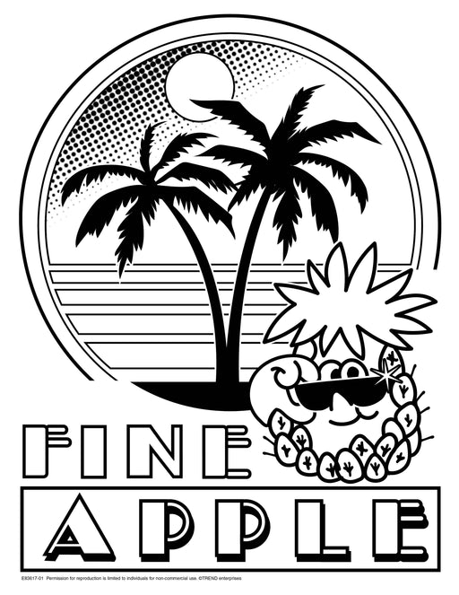 Fine Apple Pineapple Retro Stinky Stickers® Coloring Sheet Free Printable