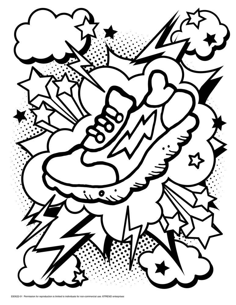 Smelly Shoe Retro Stinky Stickers® Coloring Sheet Free Printable