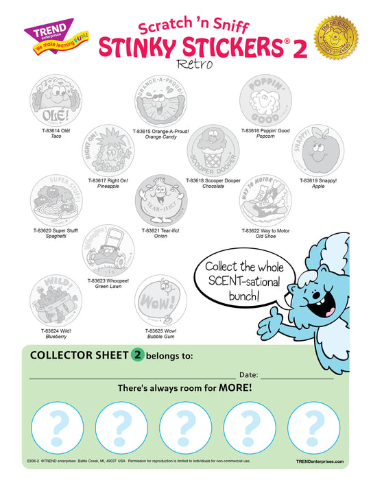 Retro Scratch 'n Sniff Stinky Stickers® Collector Sheets Series 1, 2 and 3 Free Printable