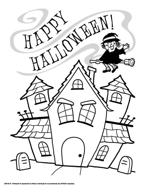 Haunted House Retro Stinky Stickers® Free Printable Coloring Sheet