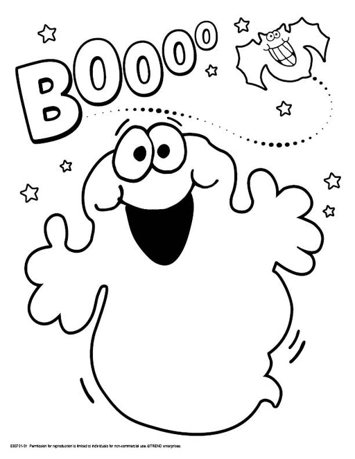 Spooky Ghost Retro Stinky Stickers® Free Printable Coloring Sheet