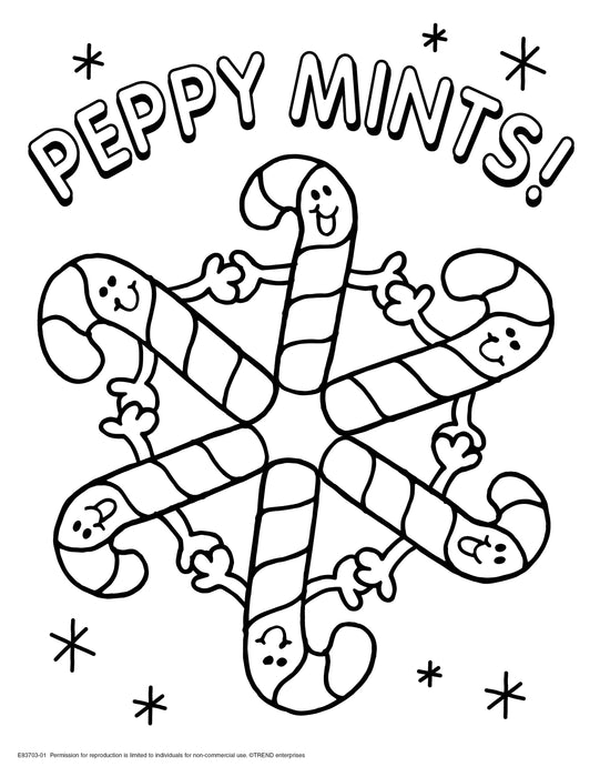 Candy Cane Retro Stinky Stickers® Free Printable Coloring Sheet