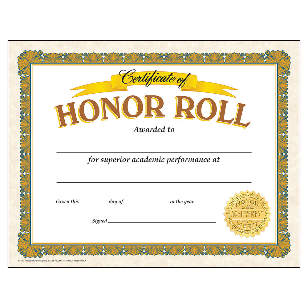 Honor Roll Classic Certificates