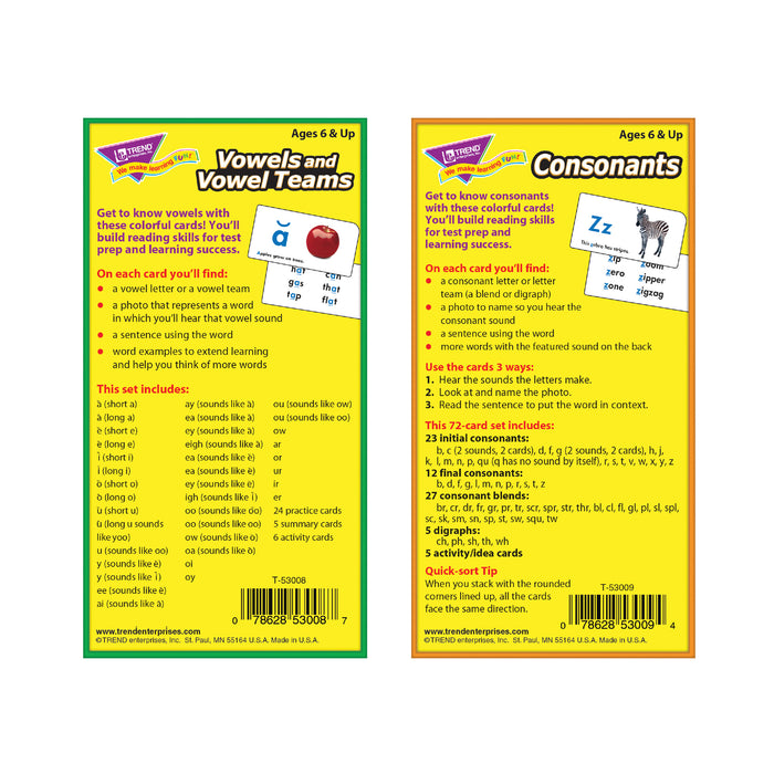 Vowels and Consonants Skill Drill Flash Cards Assortment