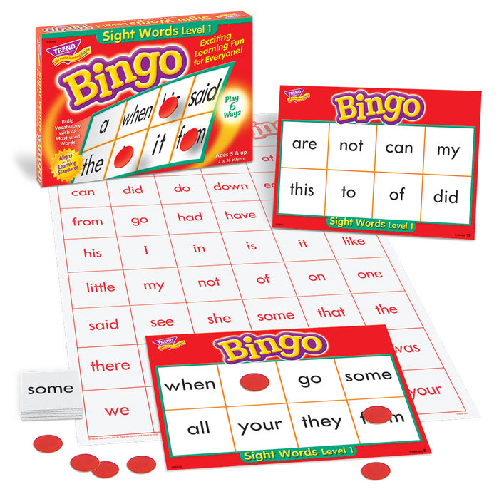 Sight Words Level 1 Bingo Game