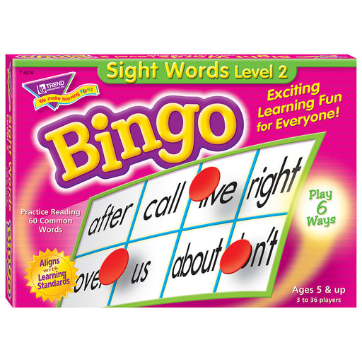 Sight Words Level 2 Bingo Game