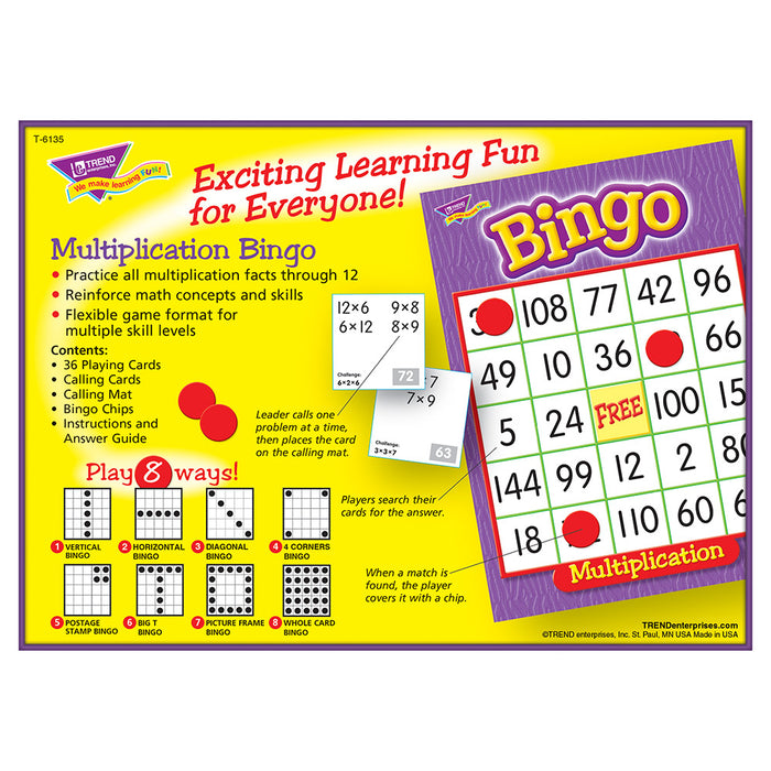 Multiplication Bingo Game