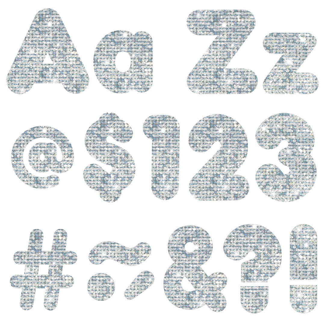 Silver Lettering Paper Ready Letters Silver Sparkle 4-Inch Casual Upper-Lowercase Pack T79943 ...