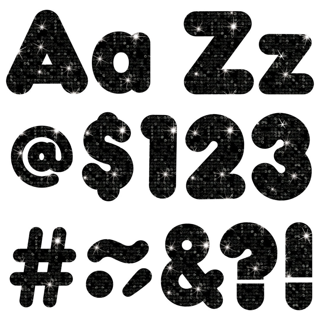 Bulletin Board Letters Ready Letters Black Sparkle 4-Inch Casual
