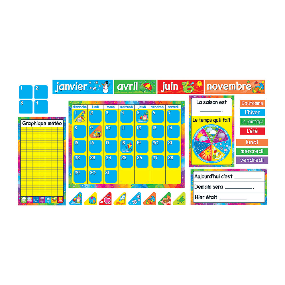 Calendrier Annuel (French) Bulletin Board Set
