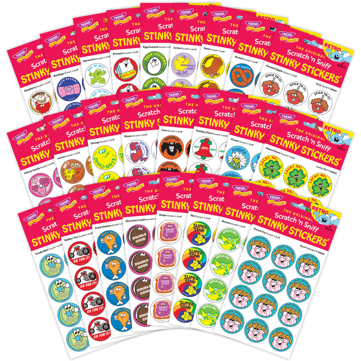 Retro Scratch n Sniff Stinky Stickers Spring 2025 Collector Set T83933