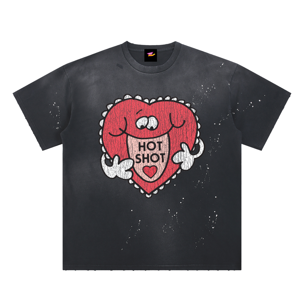 Hot Shot, Heart Distressed Loose Fit T-Shirt