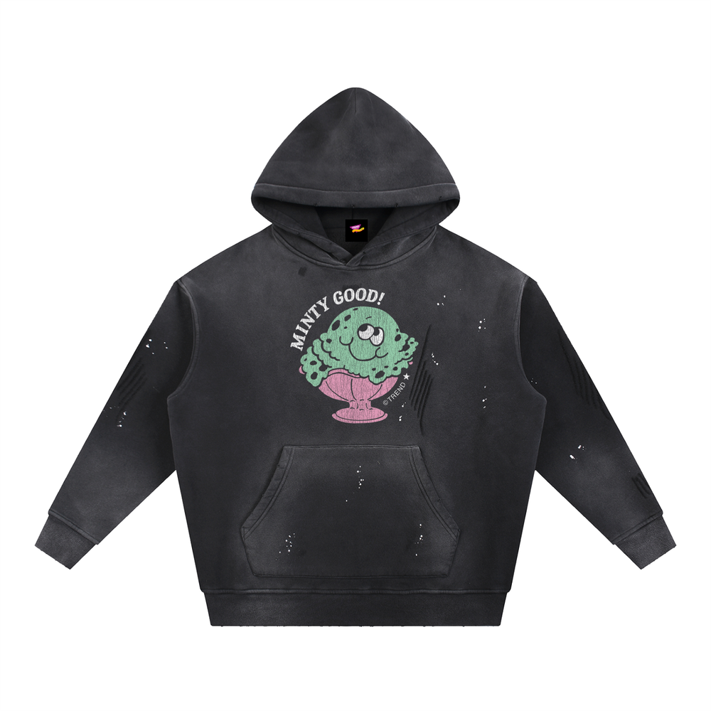 Minty Good! Ice Cream Distressed Vintage-Washed Fleece Hoodie