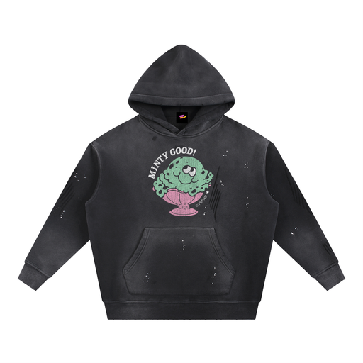Minty Good! Ice Cream Distressed Vintage-Washed Fleece Hoodie