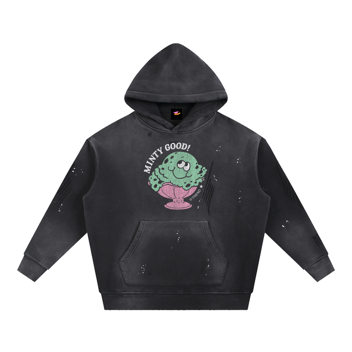Minty Good! Ice Cream Distressed Vintage-Washed Fleece Hoodie