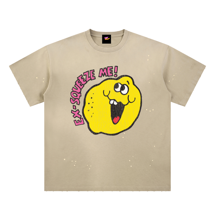 Ex-Squeeze Me! Lemon Distressed Loose Fit T-Shirt