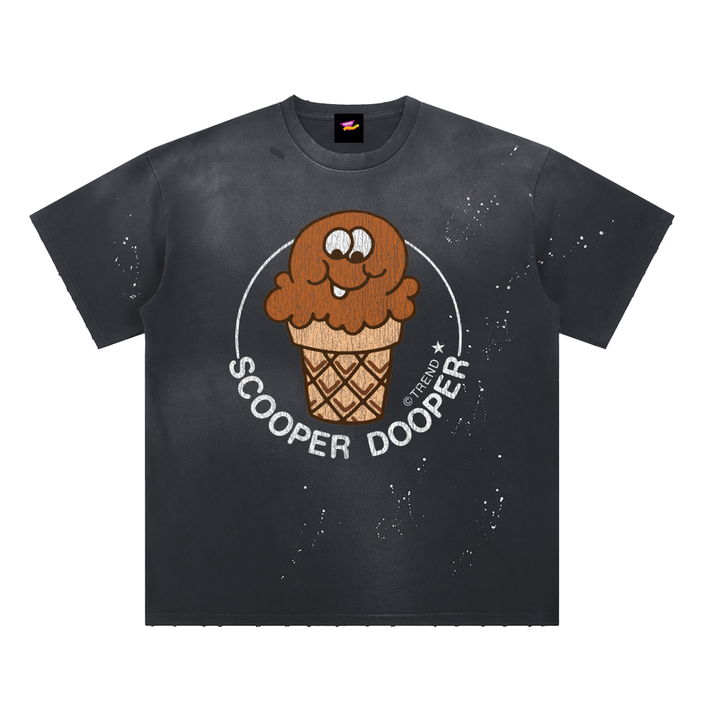 Scooper Dooper, Chocolate Ice Cream Distressed Loose Fit T-Shirt