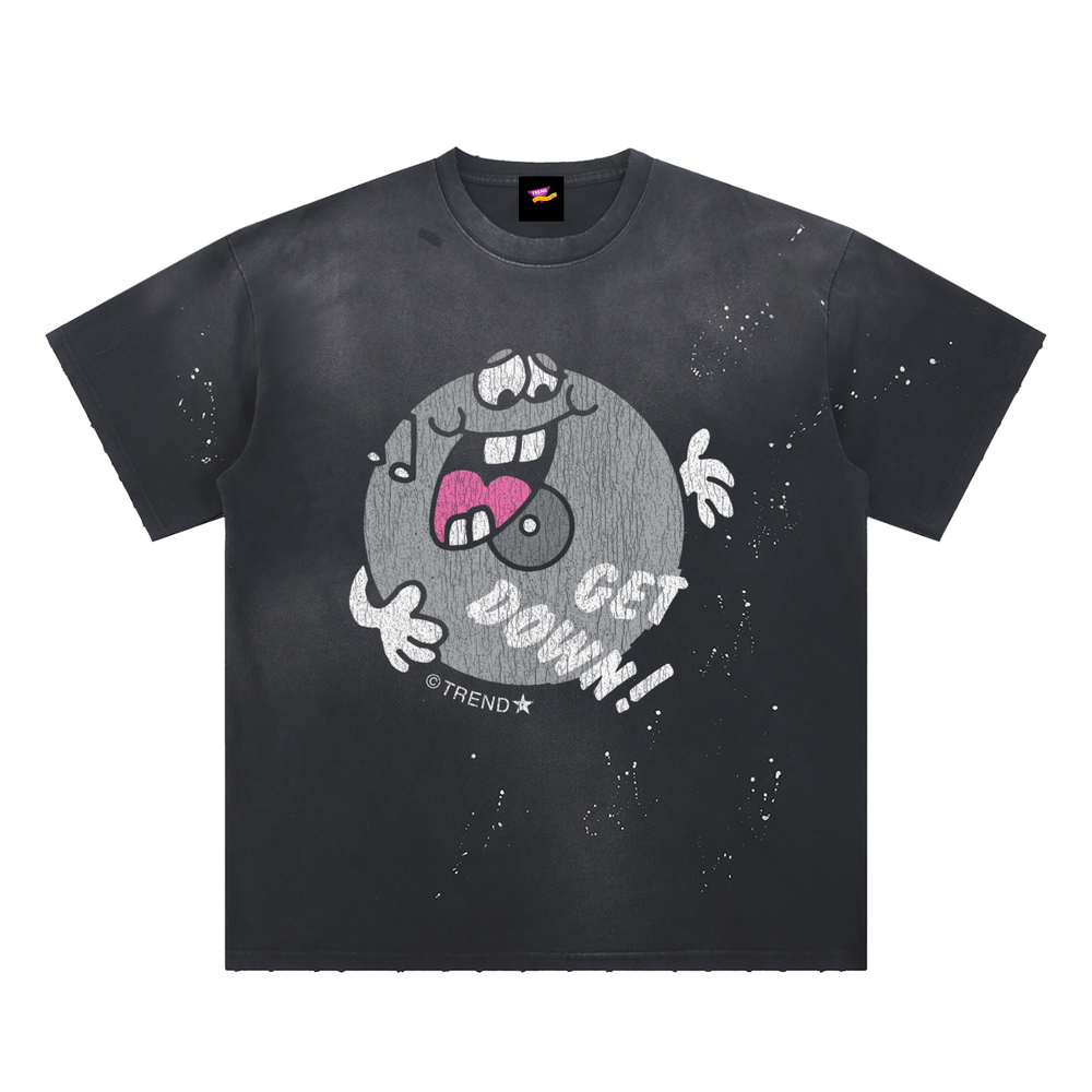 Get Down! Record Distressed Loose Fit T-Shirt