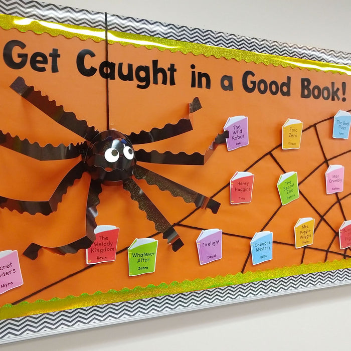 Caught in Book Spider Web Bulletin Board Idea
