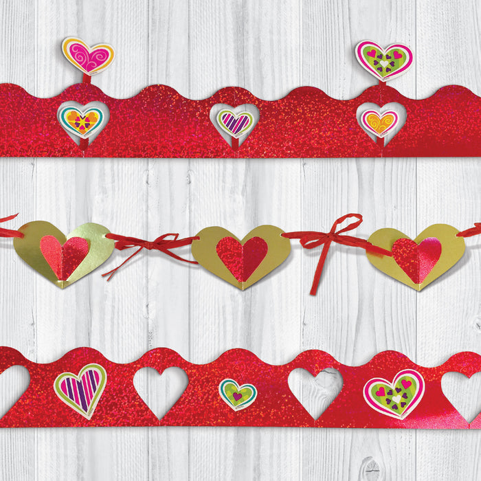 Valentine Sticker Sparkle Trimmer Garlands DIY