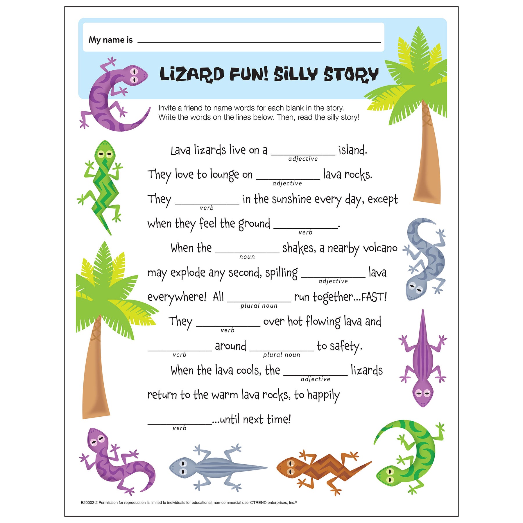 Free Printable Lizard Fun Silly Story — TREND enterprises, Inc. free-printable-lizard-fun-silly-story-trend-enterprises-inc