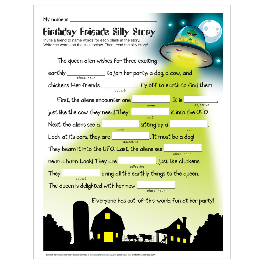 Free Printable Birthday Friends Silly Story — TREND enterprises, Inc.