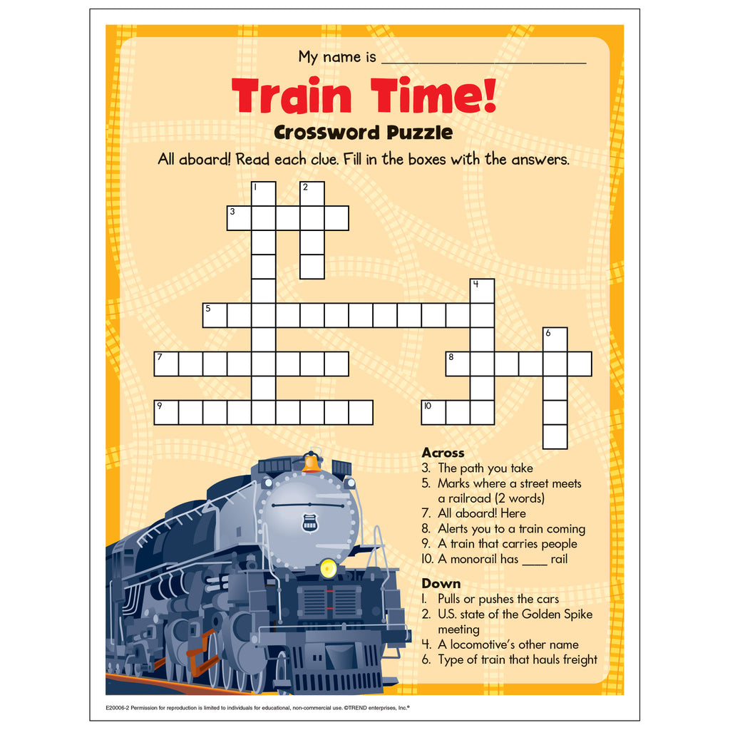 Free Printable Train Time Crossword Puzzle — TREND enterprises, Inc. free-printable-train-time-crossword-puzzle-trend-enterprises-inc