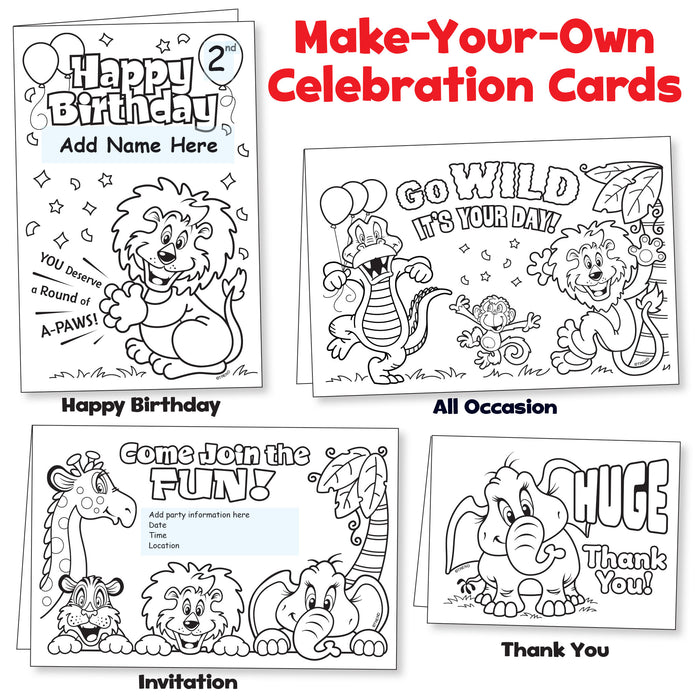 Jungle Pals Celebration Cards make-your-own birthday, invitation, thanks, and all-occasion cards