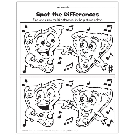 Pizza Time Spot the Differences Free Printable
