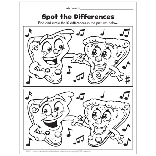 Pizza Time Spot the Differences Free Printable