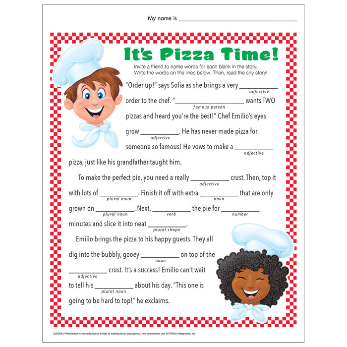 It's Pizza Time Silly Story Free Printable