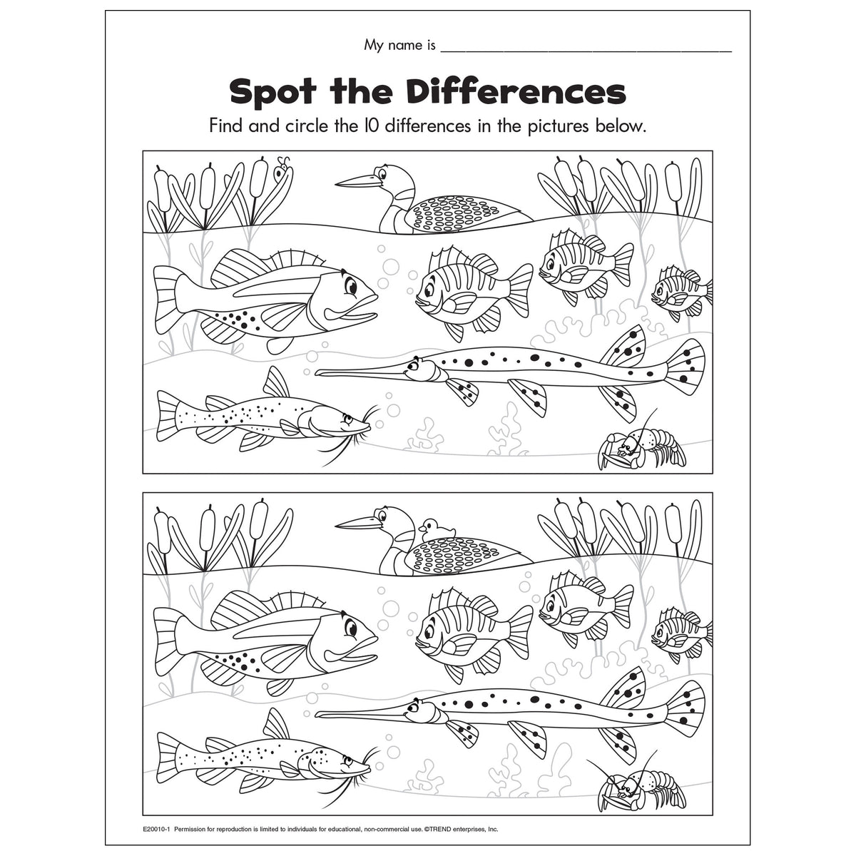 Free Printable Gone Fish'n Spot the Differences — TREND enterprises
