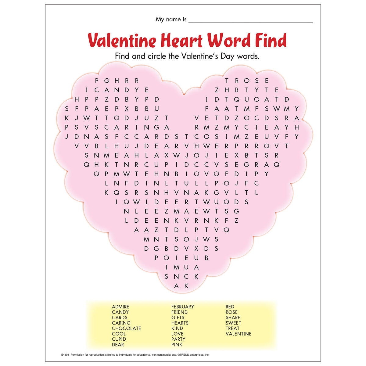 Free Printable Valentine Heart Word Find — TREND enterprises, Inc. for Valentine S Day Word Search Free Printable