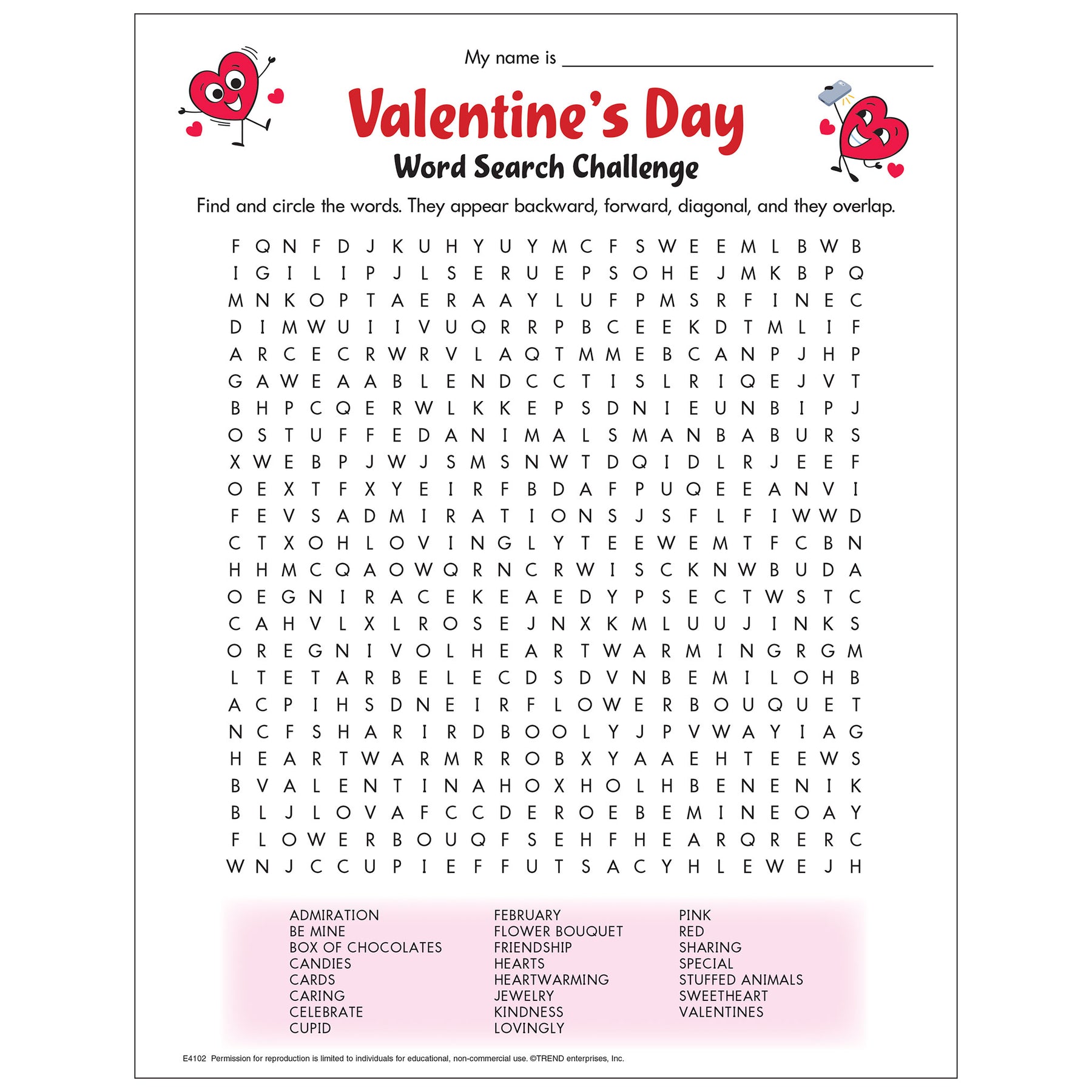 E4102 1 Valentines Day Word Search free printable valentine's day word search challenge — trend