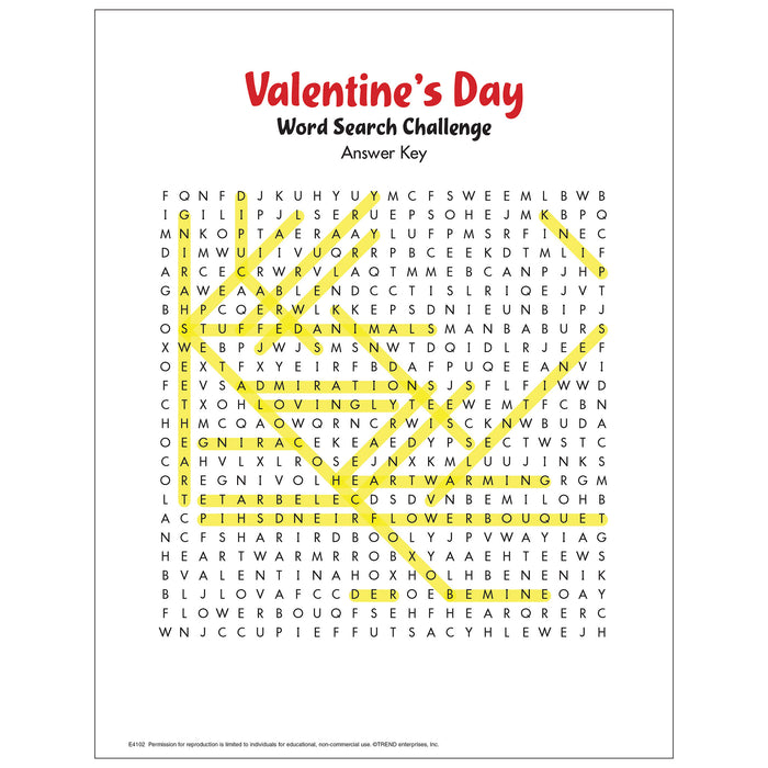 Valentine's Day Word Search Challenge Free Printable