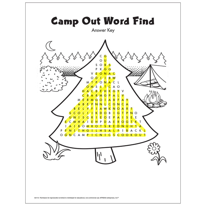Camp Out Word Find Free Printable