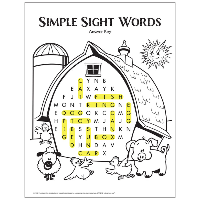 Simple Sight Words Search Free Printable