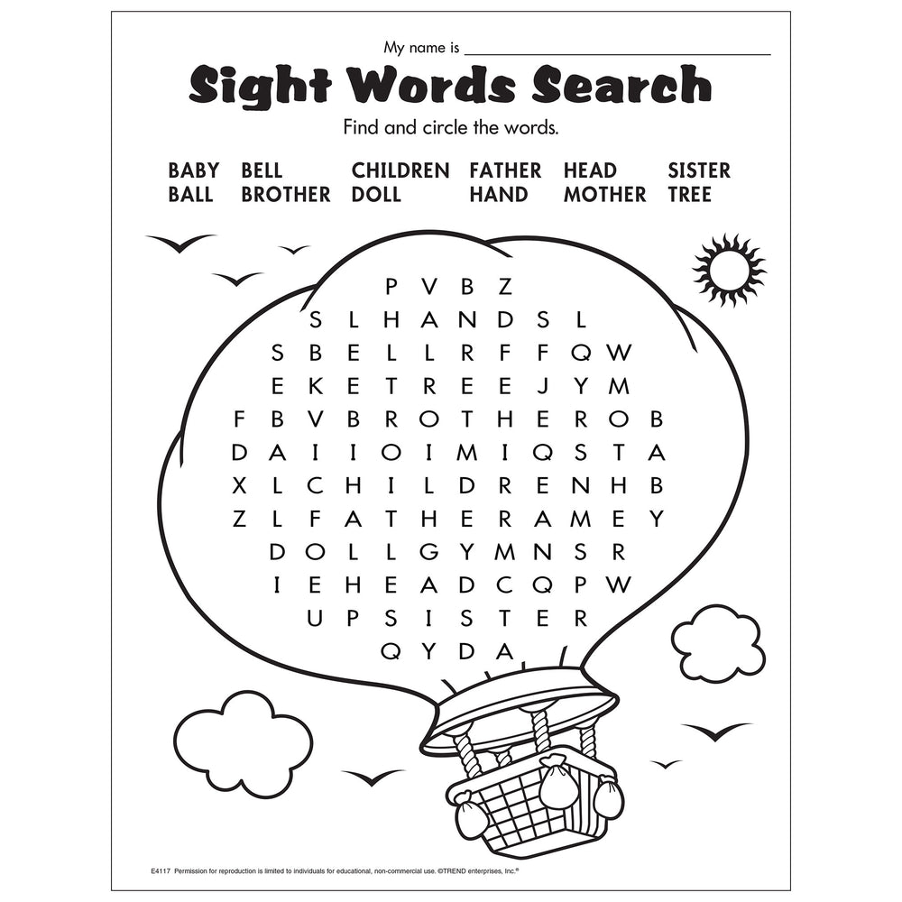 Sight Words Search Free Printable