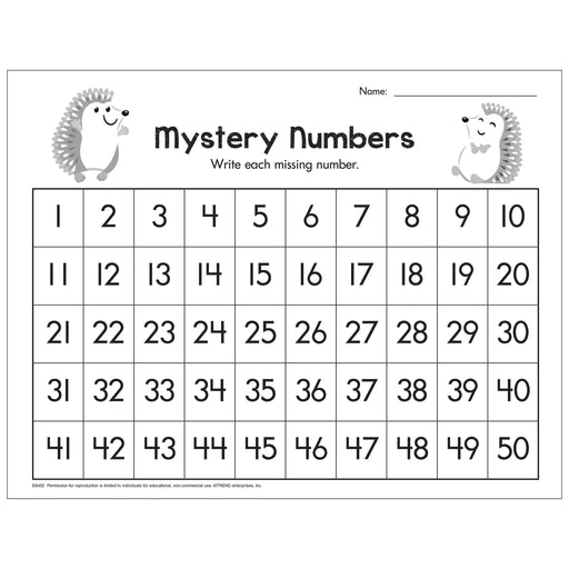 Find the Missing Numbers Free Printable