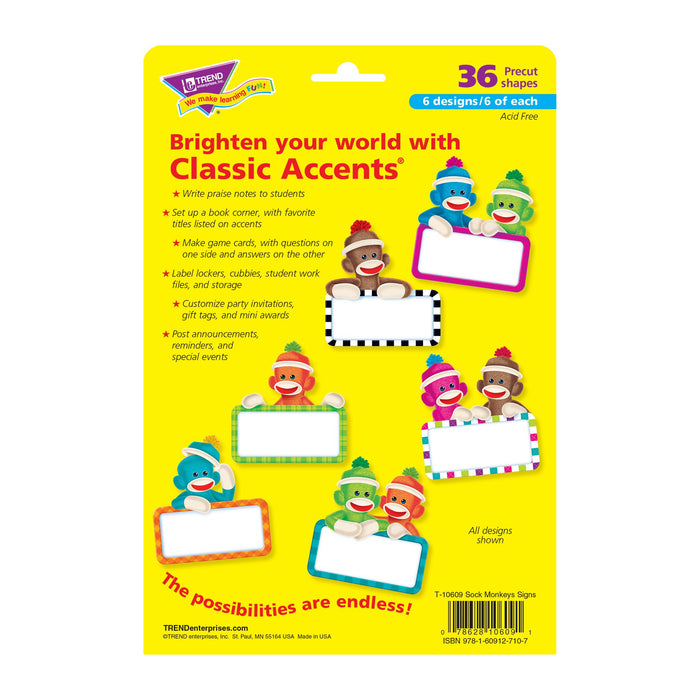 T10609 Accent Sock Monkey Sign Package Back