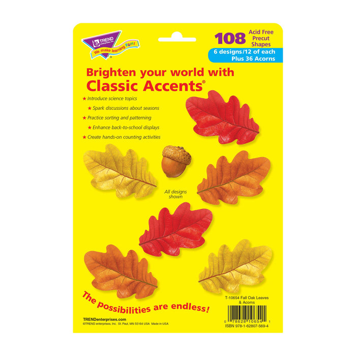 T10654 Accent Fall Leaves Acorns Package Back