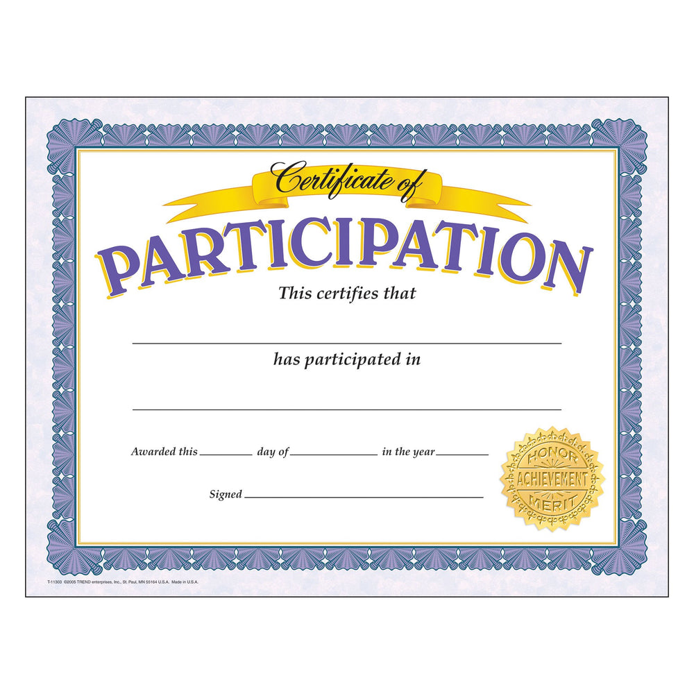 T11303 Award Certificate Participation