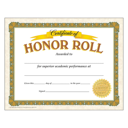 T11307 Award Certificate Honor Roll