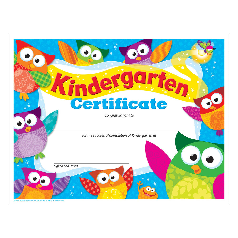 T17009 Award Owl Stars Kindergarten Certificate