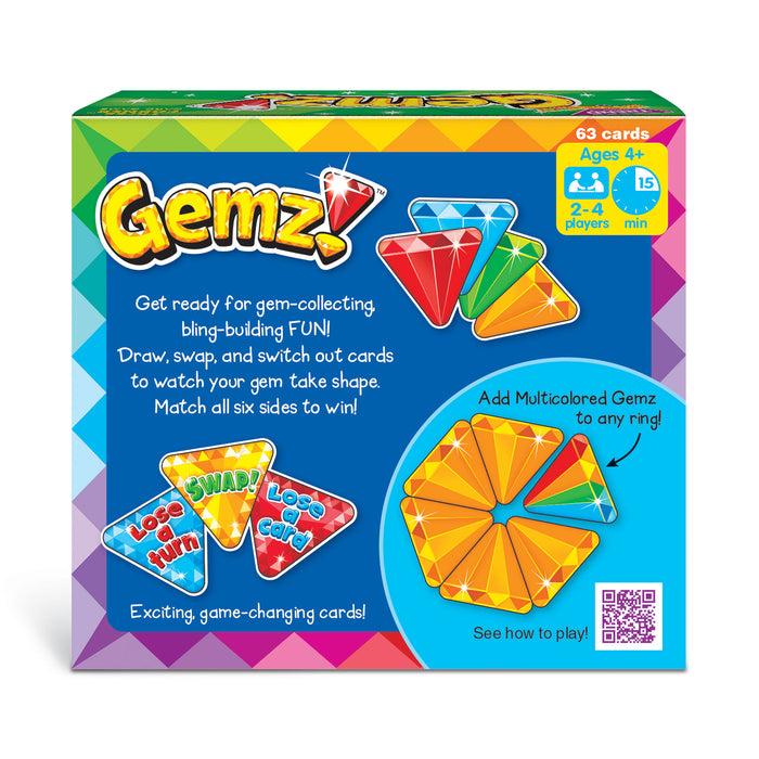 Gemz Three CORNER™ Card Game box back