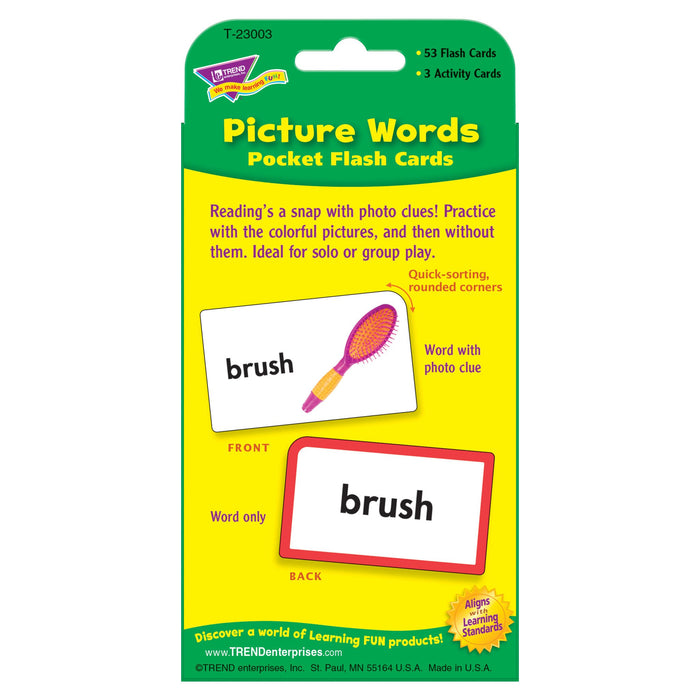 T23003 Flash Cards Picture Words Package Back