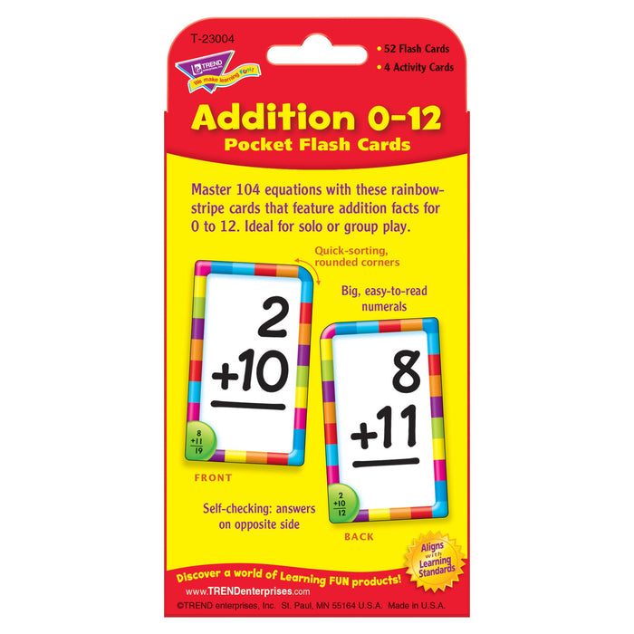 T23004 Flash Cards Addition 0 to 12 Package Back