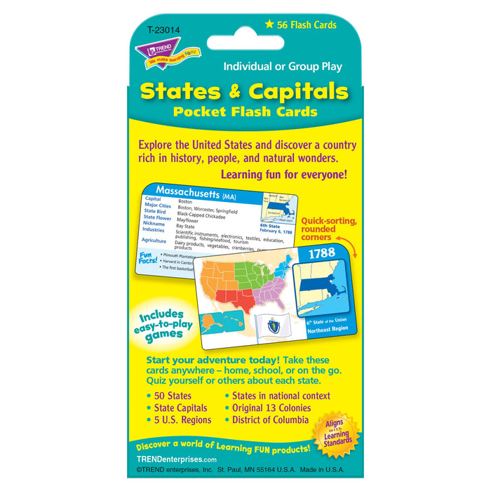 T23014 Flash Cards States Capitals Package Back