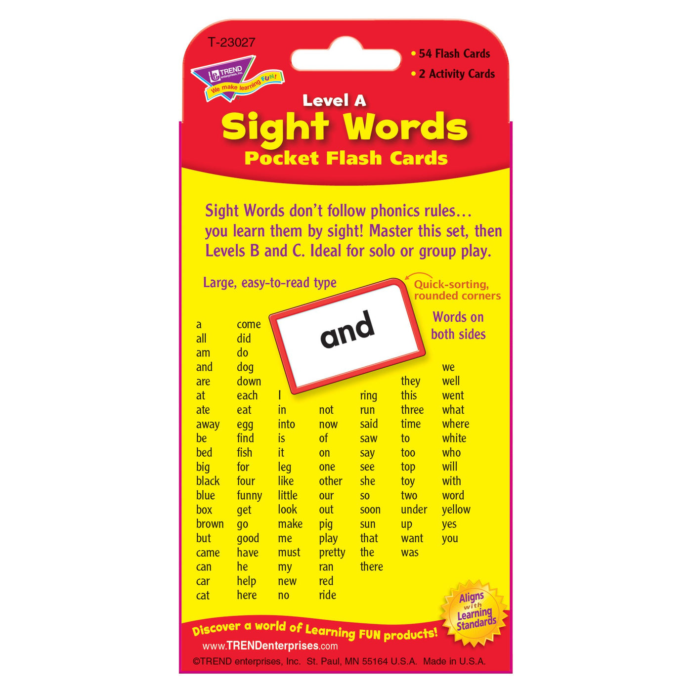 Pocket Flash Cards Sight Words – Level A T23027 — TREND enterprises